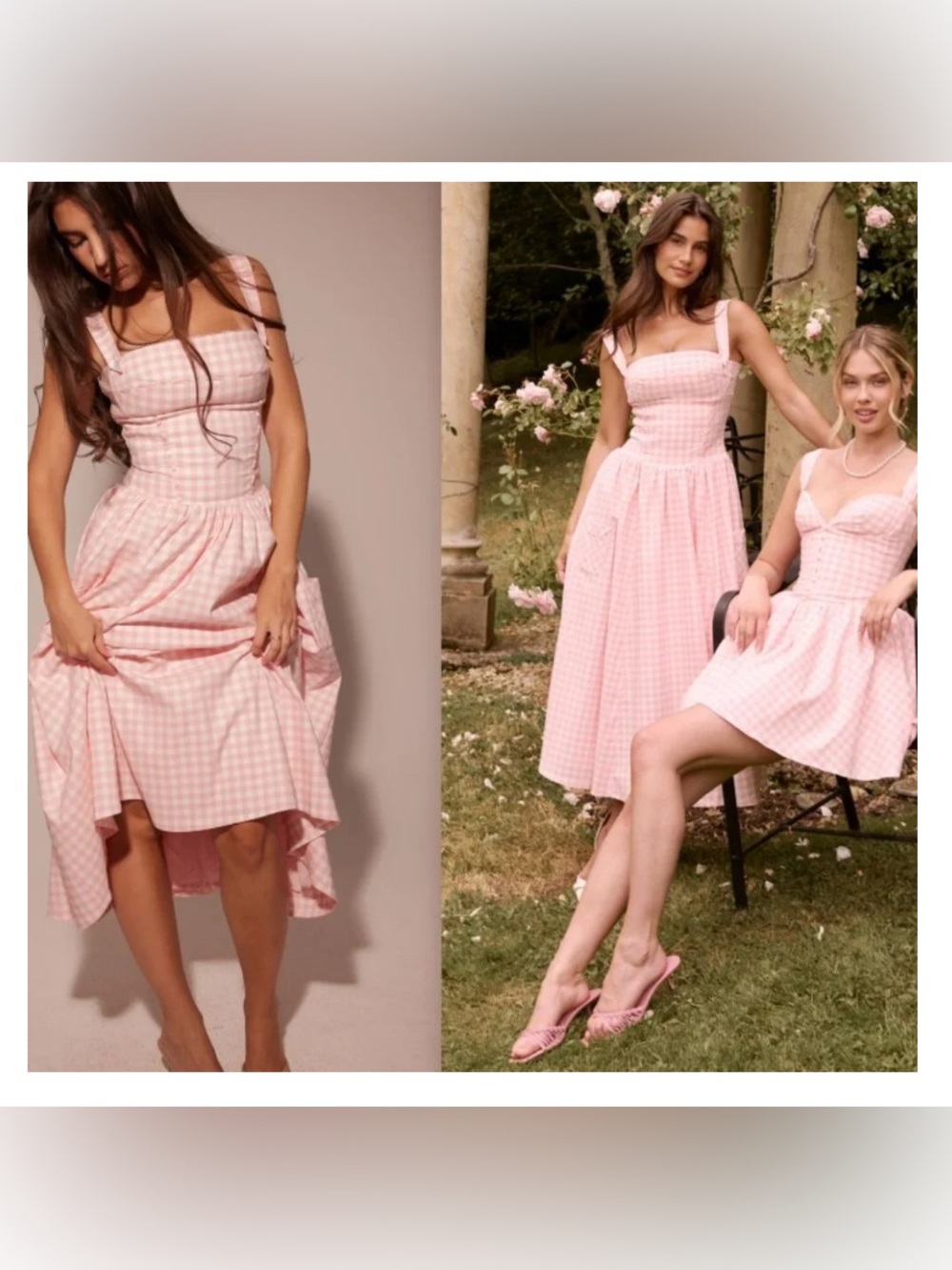 House of CB Vivien pink strawberry shortcake midi dress with pocket - Picture 3 of 5